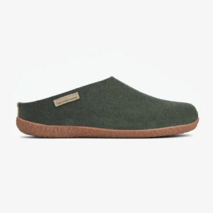 Pantoffels met rubberen zool – Forest Green