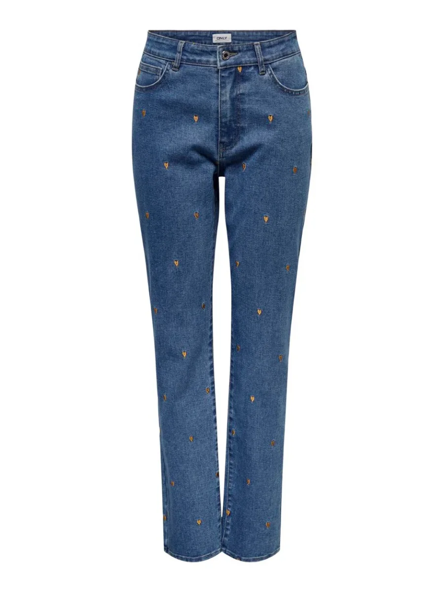 Onlriley Ex Hw Straight Emb Gua Dnm - Blue Denim