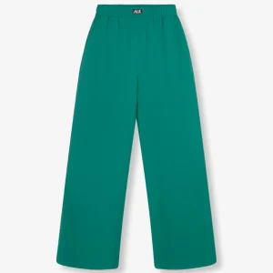 Ladies Woven Pin Stripe Wide Leg Pants - Groen Dessin