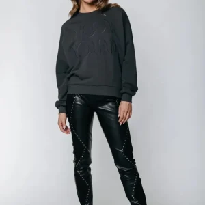 Chloe Studs Vegan Leather Pants - Zwart