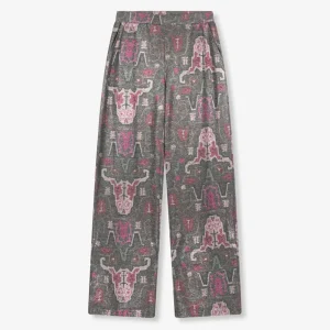Ladies Knittet Ethnic Lurex Pants - Multicolor