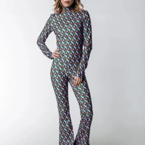 Graphic Peached Extra Flare Pants - Multicolor