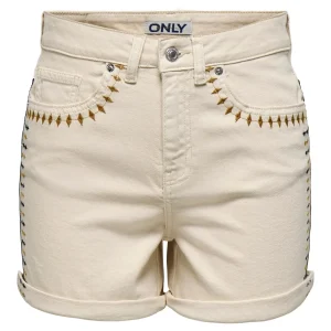 Onljosephine Stret Emb Shorts Azg Dnm Cs - Ecru