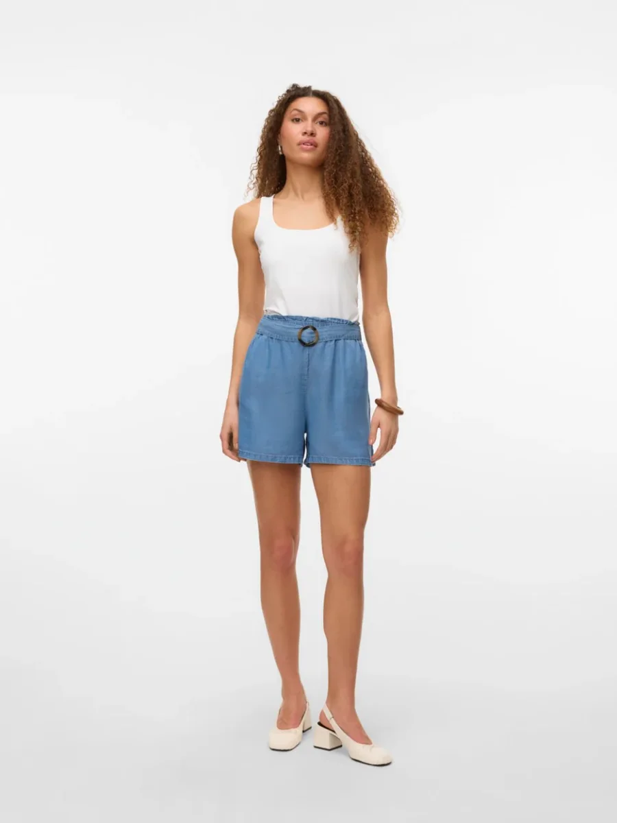 Vmfleur Hw Paperbag Belt Tencel Sho - Blue Denim - Afbeelding 4