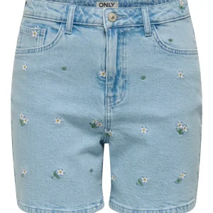 Onljosephine Stretch Shorts Emb Dnm Azg - Blue Denim