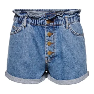 Onlcuba Life Paperbag Dnm Shorts No - Blue Denim