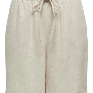 Onlsiesta Mw Pull-up Linen Bl Short - Beige