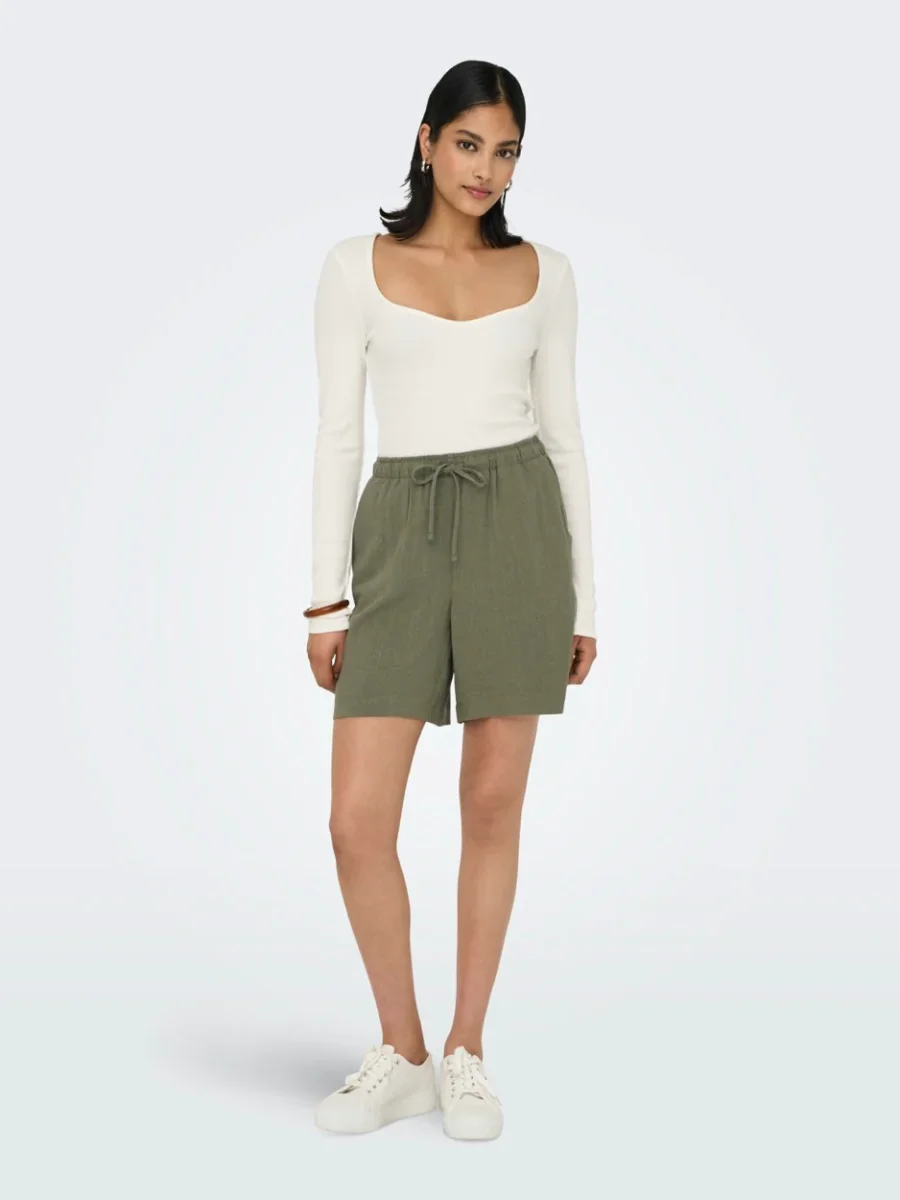 Onlsiesta Mw Pull-up Lin Bl Shorts - Army - Afbeelding 4