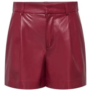 Onlsmooth Hw Faux Lea Shorts Cc Pnt - Wijnrood