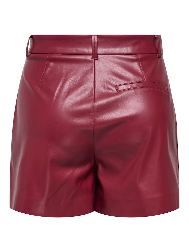 Onlsmooth Hw Faux Lea Shorts Cc Pnt - Wijnrood - Afbeelding 3