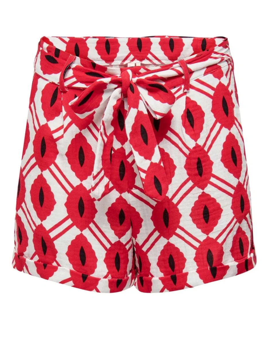 Onlthyra Aop Paperbag Shorts Wvn Cs - Rood Dessin - Afbeelding 2