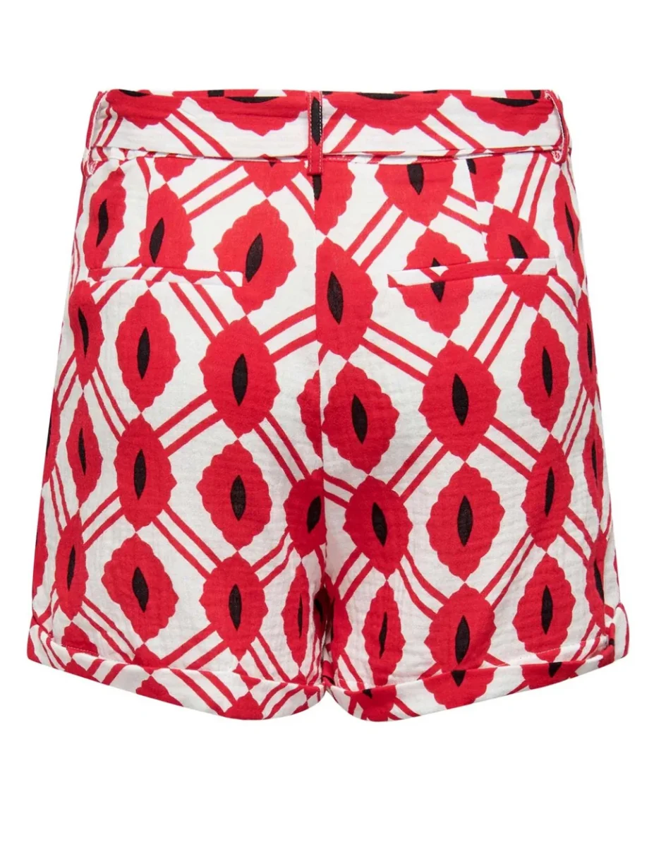 Onlthyra Aop Paperbag Shorts Wvn Cs - Rood Dessin - Afbeelding 3