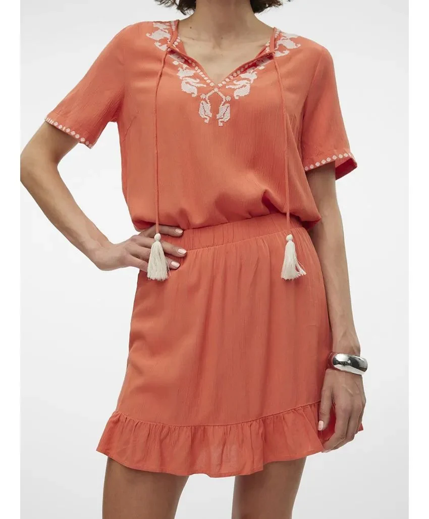 Vmsvella H/w Short Skort Wvn Exp Ga - Brique - Afbeelding 3