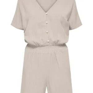Onlsiesta S/s Linen Bl Playsuit Pnt - Beige