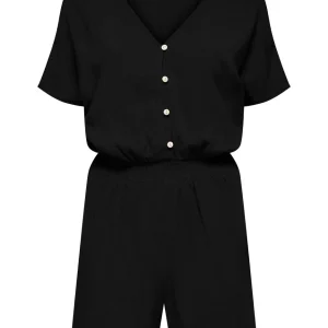 Onlsiesta S/s Linen Bl Playsuit Pnt - Zwart