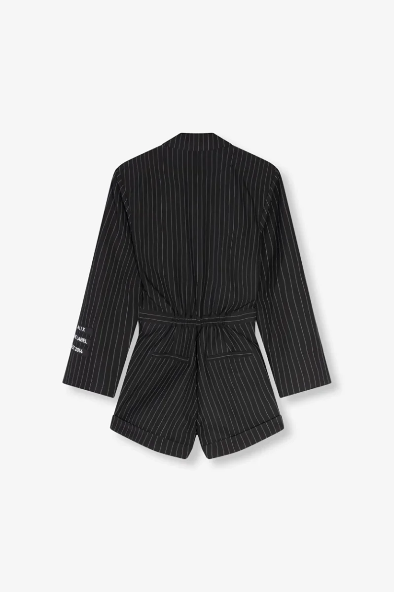 Ladies Woven Playsuit Stripe - Zwart - Afbeelding 3