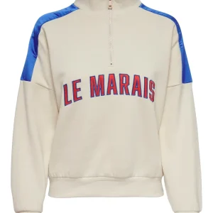 Onldina L/s Mix Highneck Zip Swt - Off-white