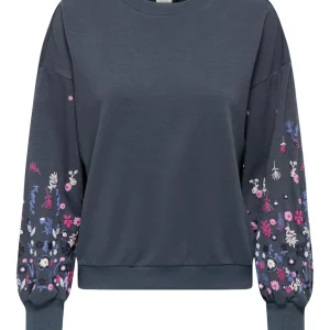 Onlbrooke L/s O-neck Flower Swt Noos - Rafblauw