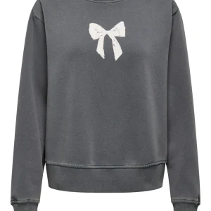 Onllucinda Bow L/s O-neck Box Swt - Antraciet