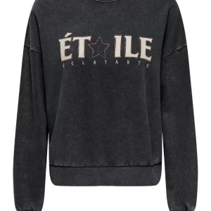 Onlpenelope L/s Beads O-neck Swt - Antraciet