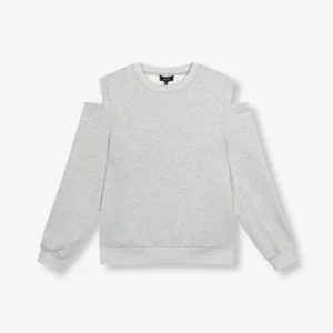 Ladies Knitted Cut Out Sweater - Grijs Melee