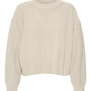 Vmluella Ls O-neck Pullover Boo - Ecru
