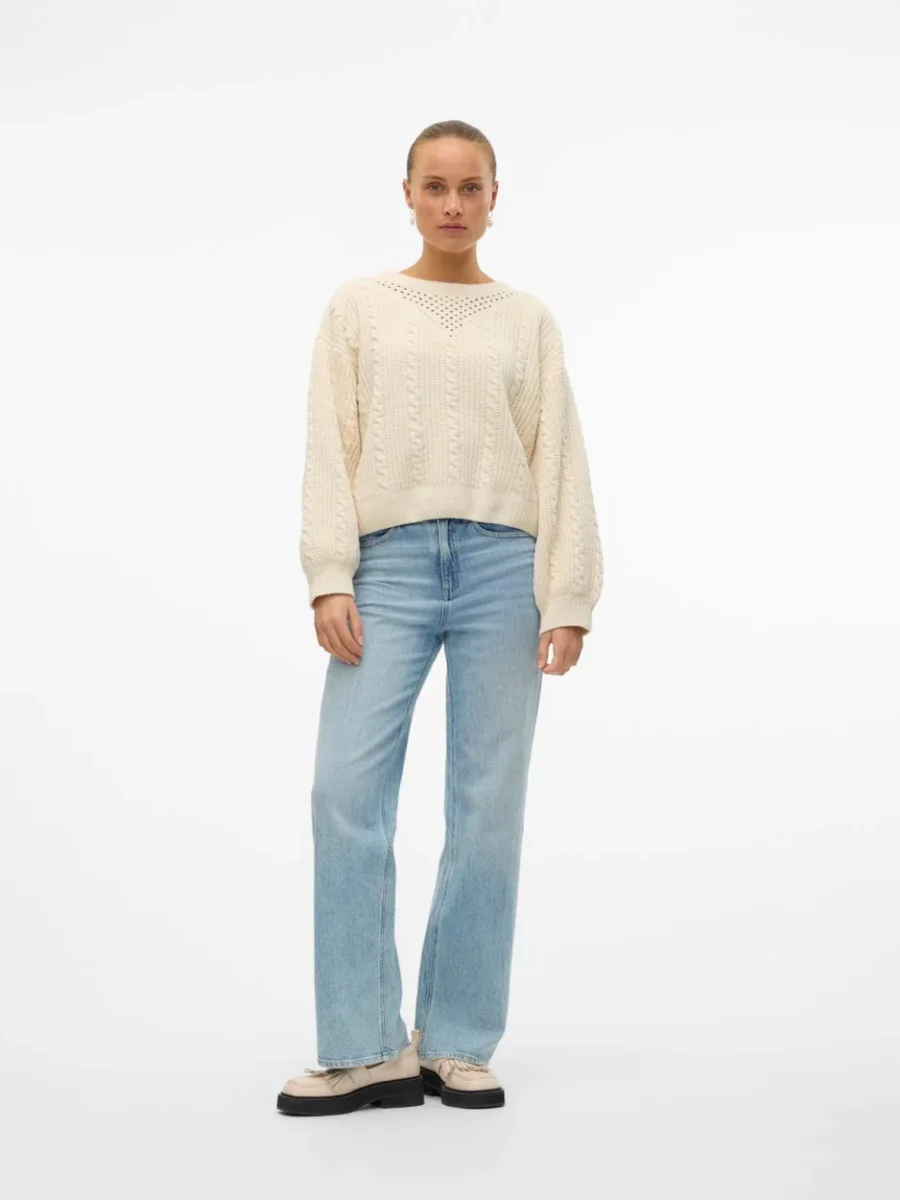 Vmluella Ls O-neck Pullover Boo - Ecru - Afbeelding 5