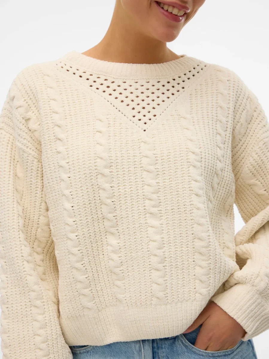 Vmluella Ls O-neck Pullover Boo - Ecru - Afbeelding 6