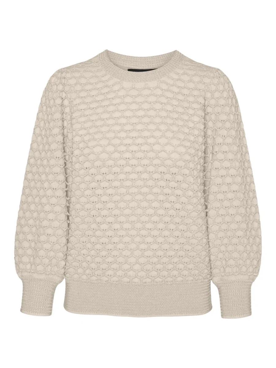 Vmjayda 3/4 O-neck Pullover Ga Rep - Ecru