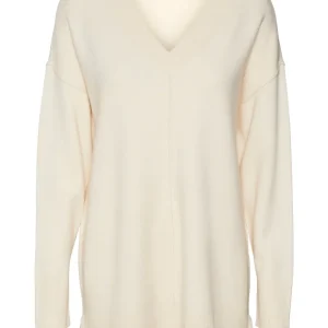 Vmgold Link Ls Long V-neck Pullover - Ecru