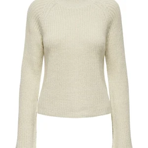 Jdyjusty Tine L/s Hn Slit Pull Knt - Ecru