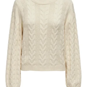 Onlrubina Ls Cable O-neck Knt Noos - Ecru