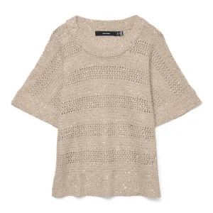 Vmleilani Stripe Ss O-neck Pullover - Zand