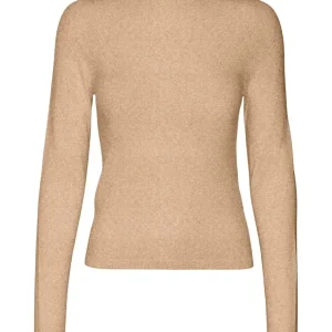 Vmgold Plain Ls Highneck Pullover B - Zand