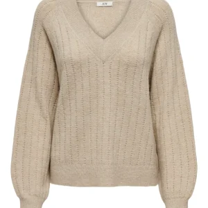 Jdyaspen Life L/s Lurex V-neck Pull - Beige