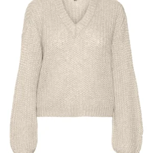 Vmthunder Ls V-neck Pullover Ga Bf - Beige