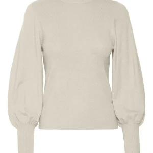 Vmhollykarispuff Ls Highnk Pullov G - Beige