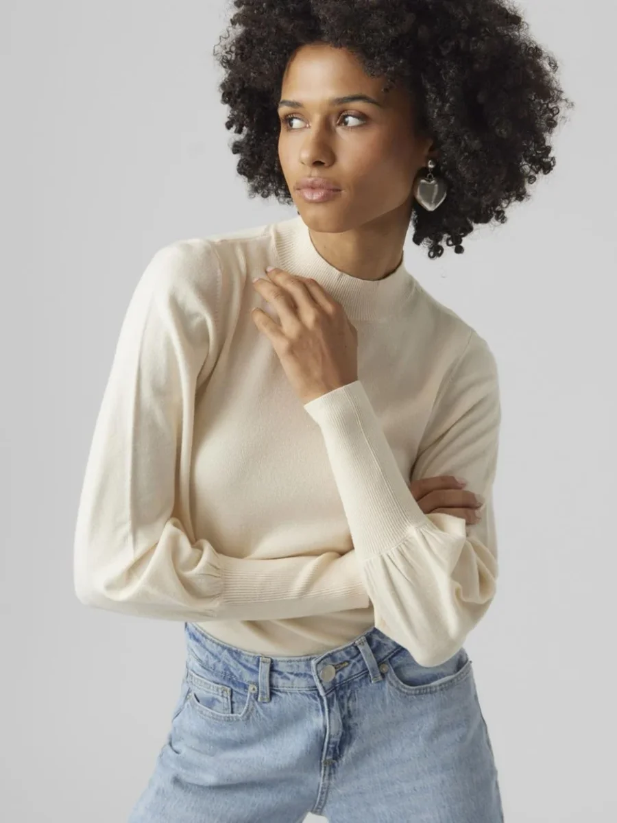 Vmhollykarispuff Ls Highnk Pullov G - Beige - Afbeelding 4