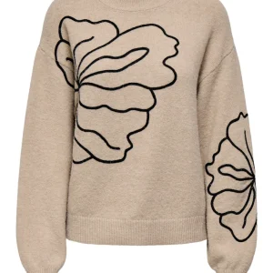 Jdyjella L/s Flower Pullover Knt Noos - Zand Dessin