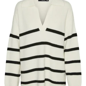 Vmluna Ls V-neck Long Pullover Ga B - Ecru Dessin