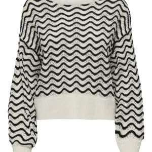 Jdyrita L/s Short Structure Pull Kn - Ecru Dessin