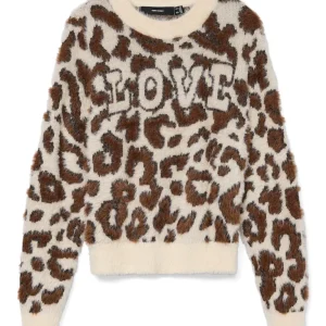 Vmjungle Ls O-neck Pullover Boo - Ecru Dessin