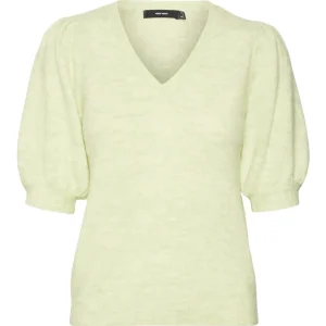 Vmellylefile Ss V-neck Puff Pullove - Lime