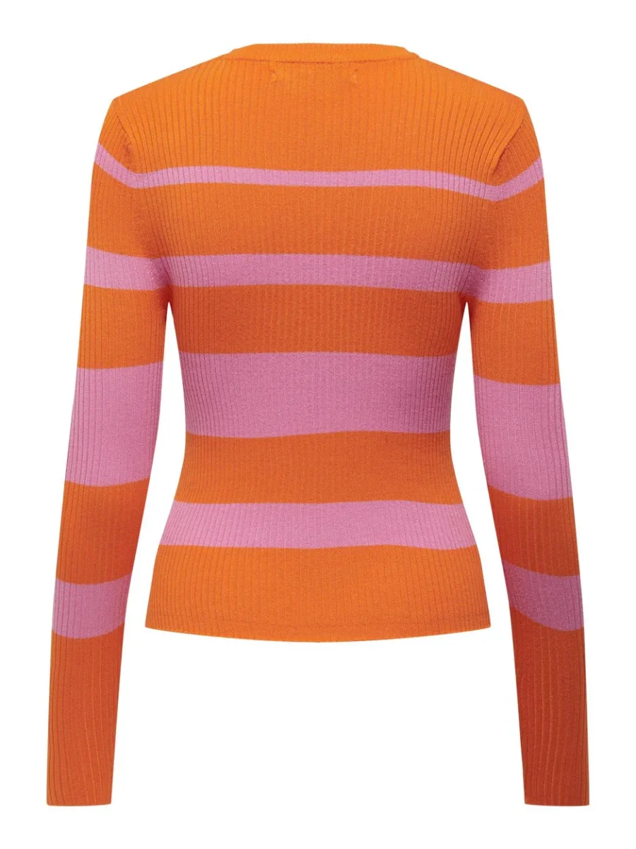 Onlmauve Ls Oneck Knt - Oranje Dessin - Afbeelding 3
