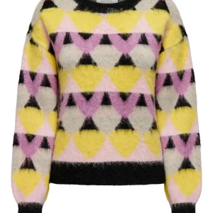 Onlemiily Ls Pullover Ex Knt - Geel Dessin
