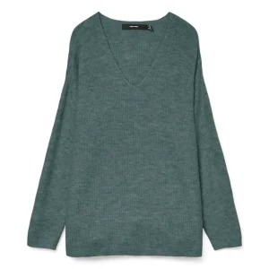 Vmcrewlefile Ls V-neck Blouse Noos - Olijf