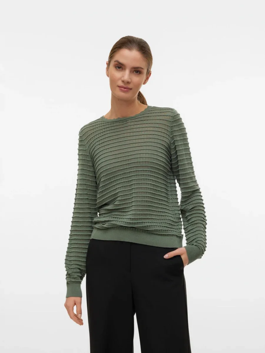Vmerica Ls O-neck Pullover Ga Boo - Oud Groen - Afbeelding 3