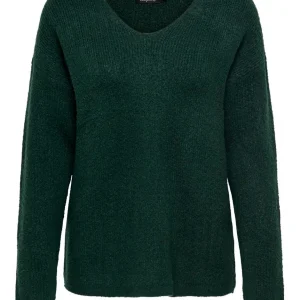 Onlcamilla V-neck L/s Pullover Knt - Donkergroen