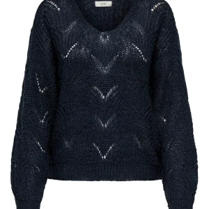 Jdybadut L/s V-neck Struc Glitt Pull Knt - Blauw