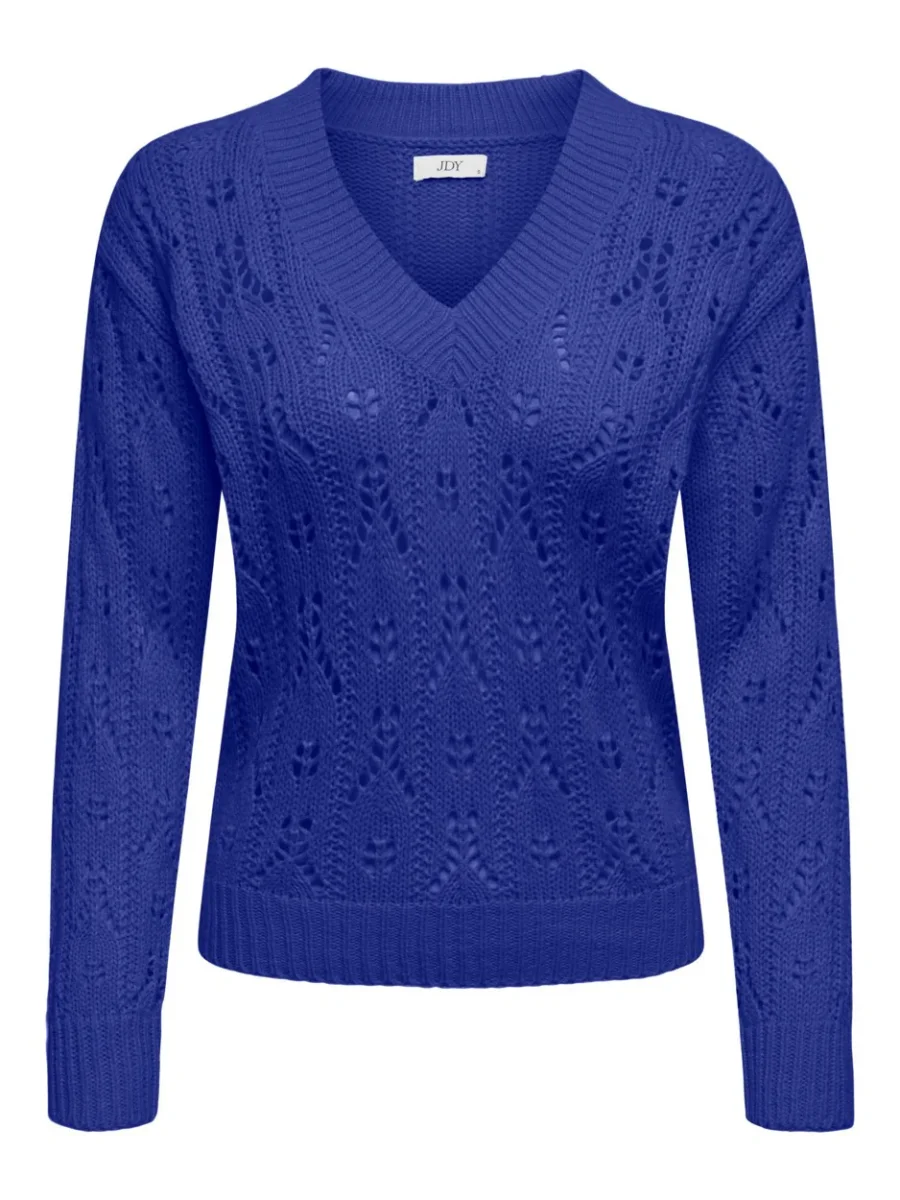 Jdyjudith L/s V-neck Pullover Knt - Blauw